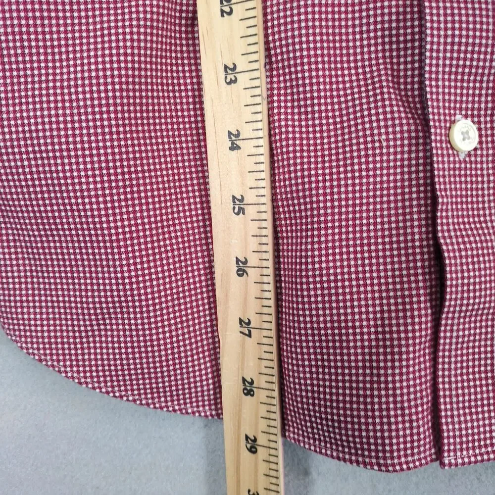 Banana Republic Red Check Men's Dress Shirt M 33-34 15.5‎ Neck Non-Iron Slim Fit